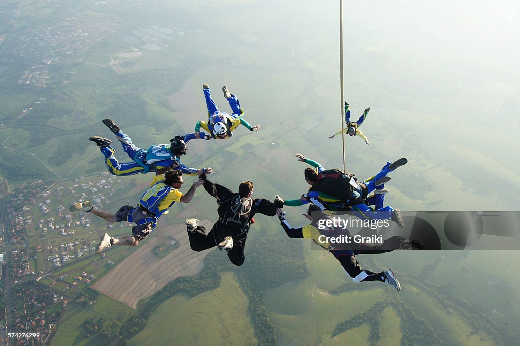 Skydiving tandem formation group