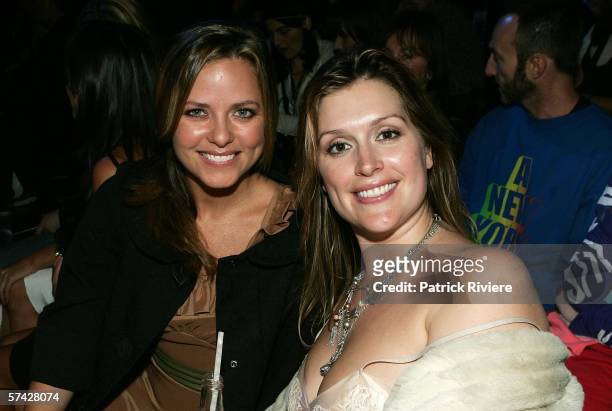 Actress, TV host Toni Pearen and model Kate Fischer attend the Allanah Hill collection show in the Overseas Passenger Terminal during Mercedes...