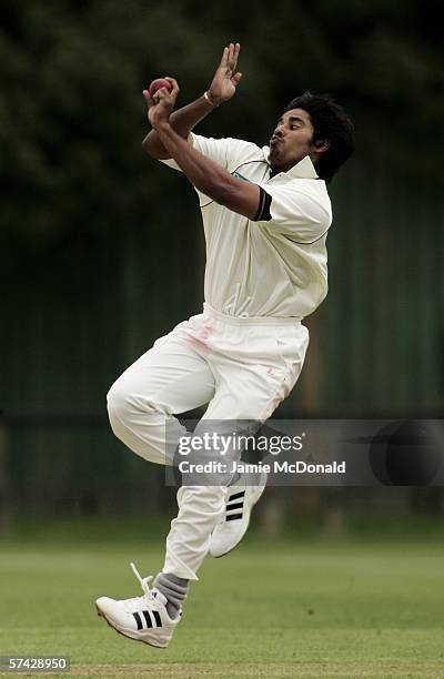 Chaminda Vass of Sri Lanka bowls during the match between British Universities and Sri Lanka at Fenner's on Apri 26, 2006 in Cambridge, England.