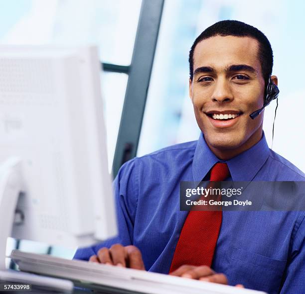 Man Computer Offes 80 African American Man Sitting Infront Of His Computer In His Office ...