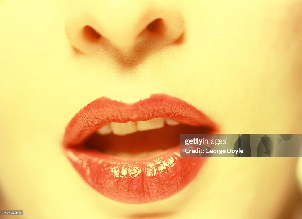 Close-up of a woman's mouth and nose (toned)