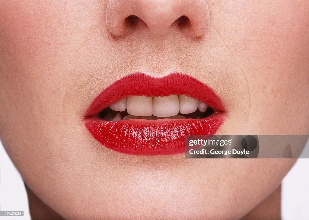 Close-up of a woman's mouth and nose