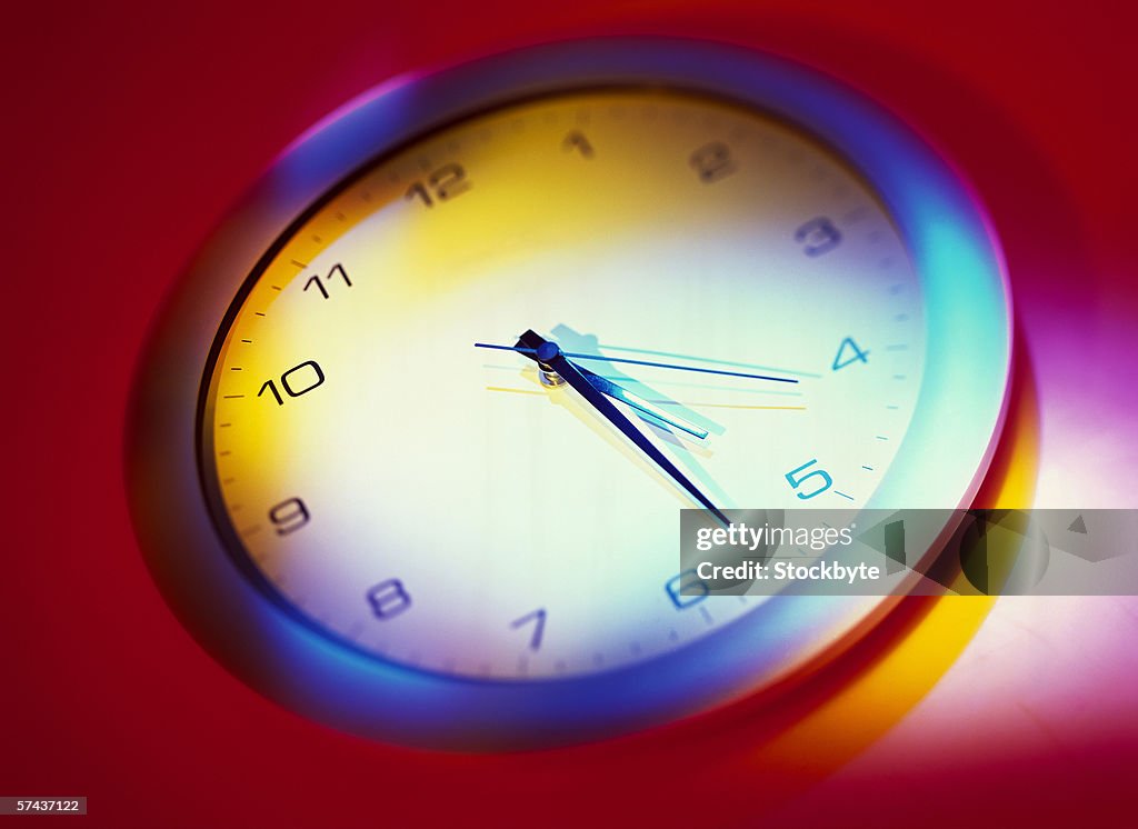 Toned low angle view of a wall clock