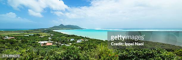 panorama view of ishigaki island with typhoon wave - typhoon lagoon stock pictures, royalty-free photos & images