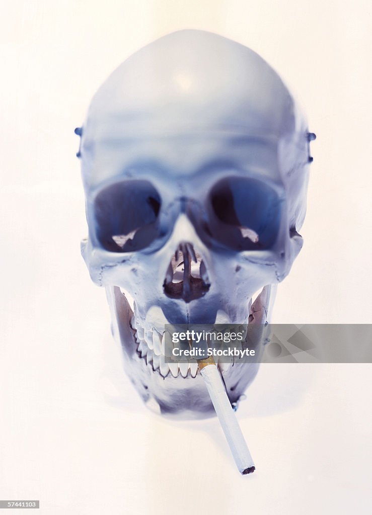 Skull smoking a cigarette