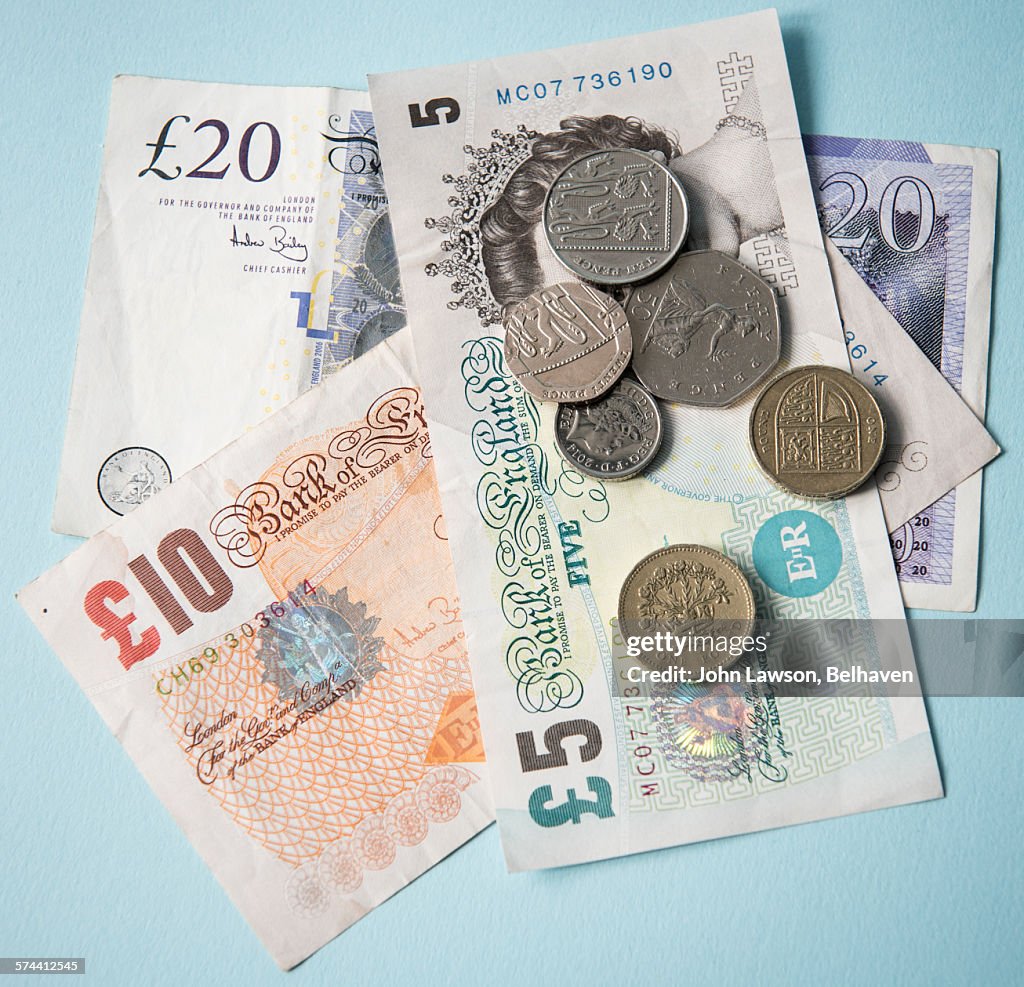 UK currency, square crop