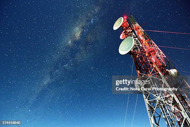 milky way galaxy - telecommunication stock-fotos und bilder