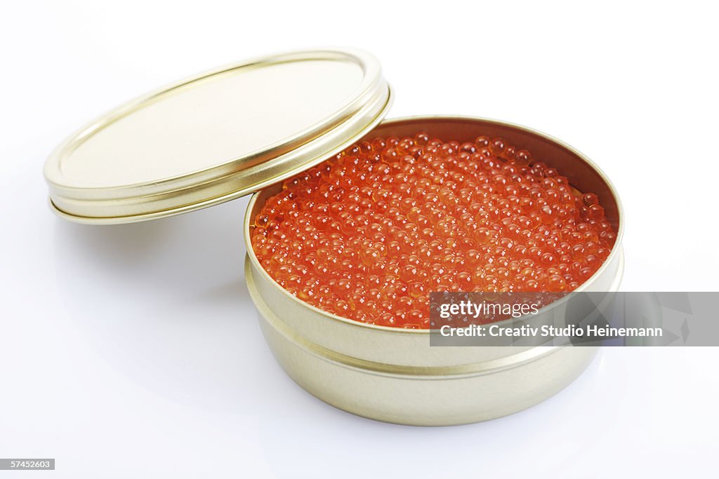 Trout caviar in container