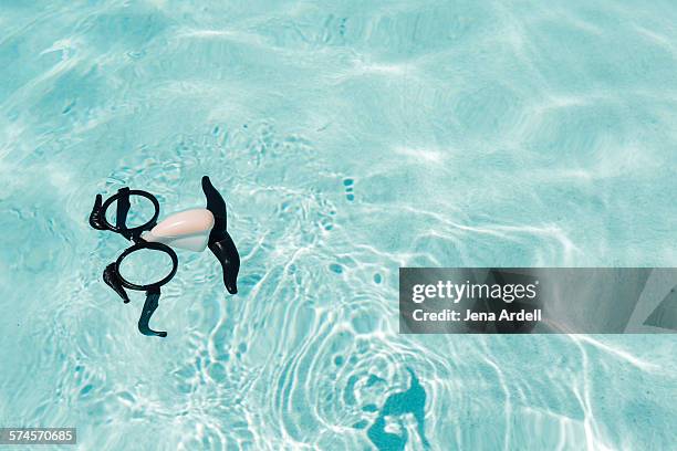 funny glasses in swimming pool - groucho marx disguise stock pictures, royalty-free photos & images