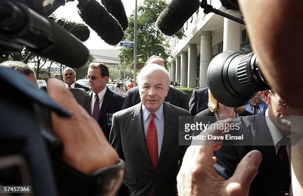Former Enron chairman Kenneth Lay leaves the Bob Casey U.S. Courthouse after the day's proceedings in his fraud and conspiracy trial, April 26 in...