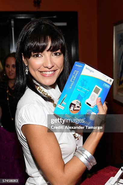 Television personality and 2006 Premios Billboard host Candela Ferro poses at the celebrity gift retreat presented by Backstage Creations for the...