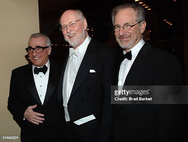 Director Martin Scorsese, conductor John Williams, and director Steven Spielberg attend the 2006 New York Philharmonic Annual Spring Gala at Avery...