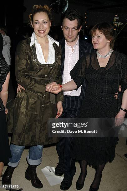 Actors Alex Kingston, Alan Cox and Penny Mortimer attend the Royal Court Theatre's 50th anniversary party, at Titanic on April 26, 2006 in London,...