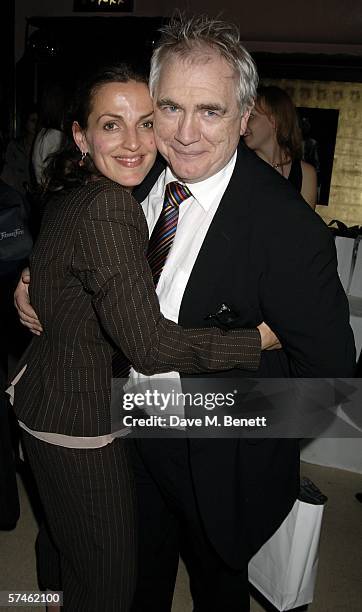 Brian Cox and Nicola Ansari-Cox attend the Royal Court Theatre's 50th anniversary party, at Titanic on April 26, 2006 in London, England.