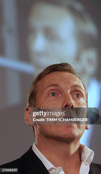 Of German sporting goods giant Puma Jochen Zeit addresses sharholders during the company's Annual General Meeting in Nuremberg 27 April 2006. AFP...