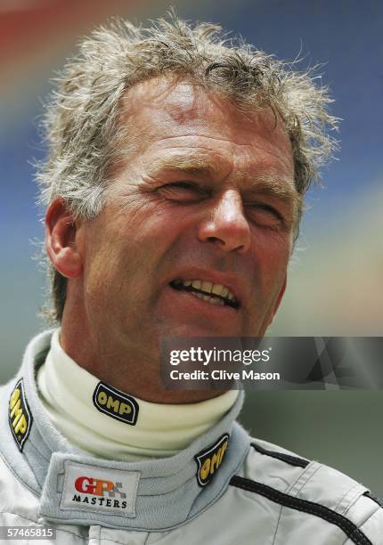 Christian Danner of Germany in the pit lane before second practice ahead of the Grand Prix Masters race at the Losail International Circuit on April...