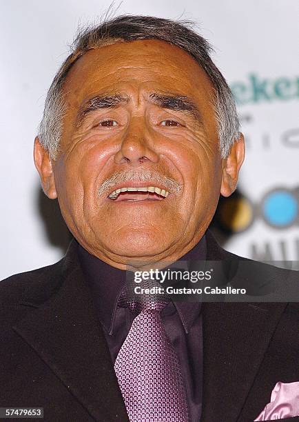 Actor Hector Suarez poses in the press room at the 2006 Billboard Latin Music Awards at the Seminole Hard Rock Hotel & Casino on April 27, 2006 in...