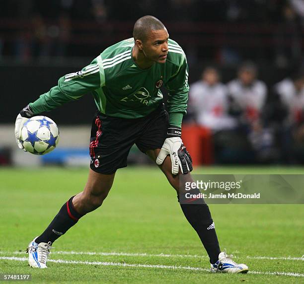 Dida of Milan in action during the UEFA Champions League Semi-Final, first leg between AC Milan and Barcelona at the Guiseppe Meazza San Siro on...