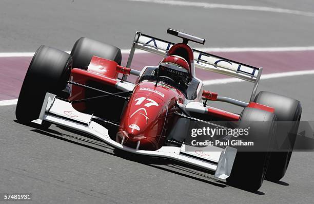 Eddie Cheever of United States in action during practice ahead of the Grand Prix Masters at Losail International Circuit on April 28 in Doha, Qatar.