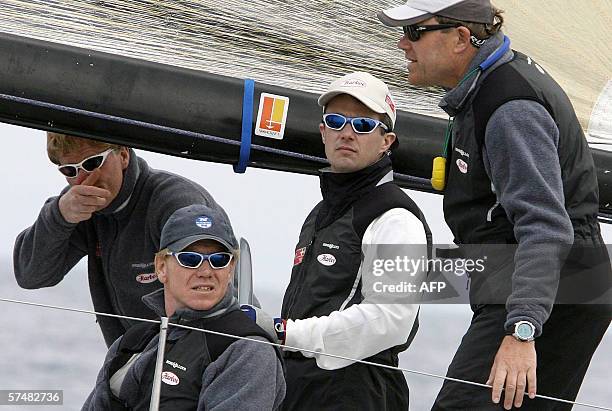Picture taken 28 April 2006 shows Prince Frederik of Denmark and his crew sailing the NANOQ yacht during the second edition of the Rolex Capri...