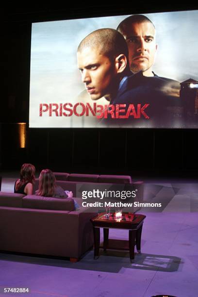 Guests hang out before watching an episode at the "Prison Break" end of season screening party on the Fox Studios lot on April 27, 2006 in Los...