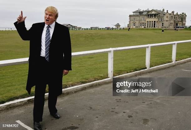 Donald Trump arrives at the Old Course in St Andrews where he was meeting with the media to answer questions regarding Trump International Golf Links...