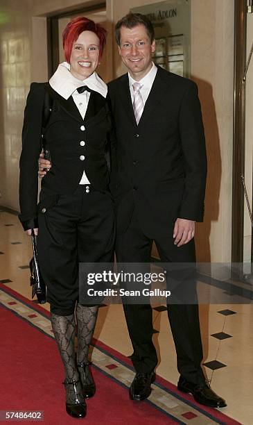 German Olympic medalist Kati Wilhelm and Andreas Emslander arrive at the Goldene Sportpyramide Awards April 28, 2006 in Berlin, Germany.