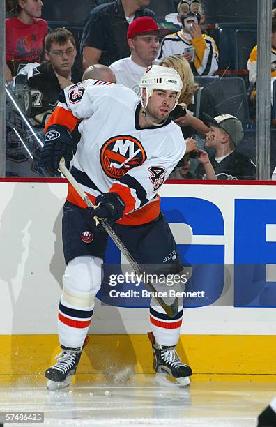 Ryan Caldwell of the New York Islanders skates during the game against the Pittsburgh Penguins on April 17, 2006 at the Mellon Arena in Pittsburgh,...