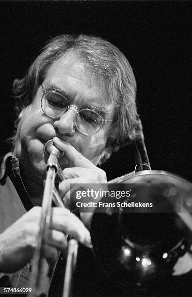 Willem van Manen, trombone, performs on March 17th 1994 at the BIM huis in Amsterdam, the Netherlands.
