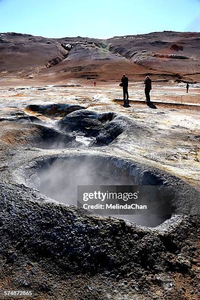 namafjall hverir geothermal field - namafjall stock pictures, royalty-free photos & images