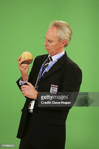 England football team manager Sven-Goran Eriksson lookalike Derek Williams is filmed for the video to accompany an England World Cup song "Who Do You...