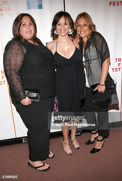 Actress Rosie Perez, her sister Carmen Serrano and Silvia Montello attend the premiere of "Yo Soy Boriqua, Pa Que Tu Lo Sepas!" during the 5th Annual...