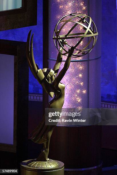 The Daytime Emmy statuette is displayed onstage during the 33rd Annual Daytime Emmy Awards held at the Kodak Theatre on April 28, 2006 in Hollywood,...