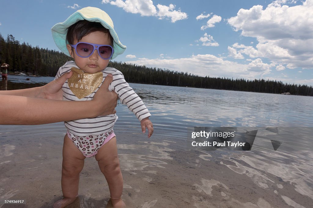 Baby Wading in Mountain Lake