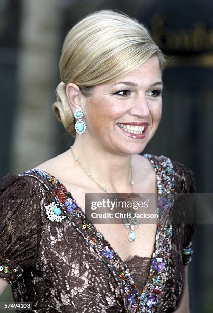 Princess Maxima of the Netherlands arrives for H.M. King Carl XVI Gustaf's private dinner to celebrate his 60th Birthday at Drottningholm Palace on...