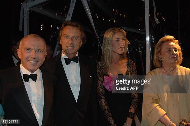 French businessman Francois Pinault and Maryvonne Pinault pose with Ferrari Director Luca di Montezemolo and his wife, Ludovica, at the inuagural of...