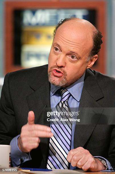 Markets commentator Jim Cramer of TheStreet.com and CNBC speaks during a taping of ?Meet the Press? at the NBC studios April 30, 2006 in Washington,...