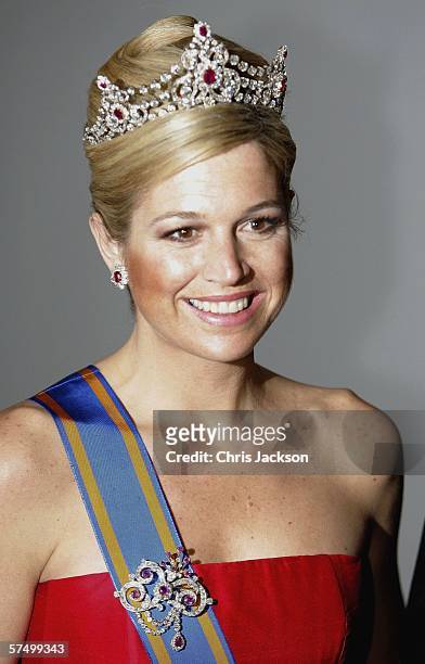 Princess Maxima of the Netherlands arrives for the Gala Dinner at Royal Palace to celebrate King Carl Gustaf XVI of Sweden's 60th Birthday on April...