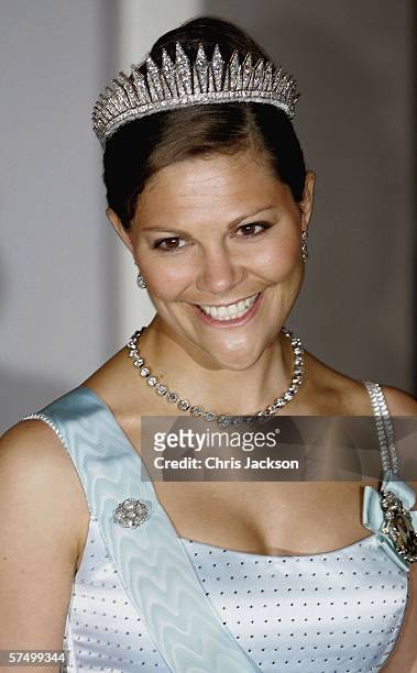 Princess Victoria of Sweden arrives for the Gala Dinner at Royal Palace to celebrate King Carl Gustaf XVI of Sweden's 60th Birthday on April 30, 2006...
