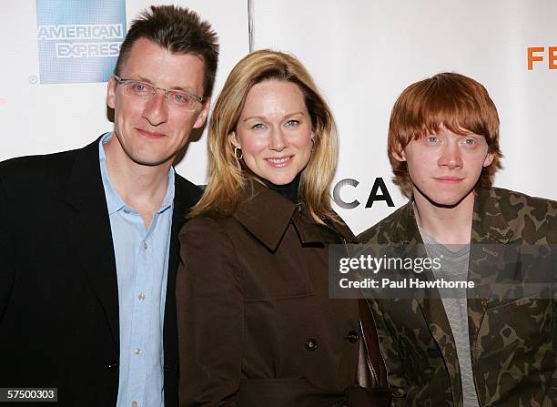 Director Jeremy Brock, actors Laura Linney and Rupert Grint attend the premiere of "Driving Lessons" during the 5th Annual Tribeca Film Festival...