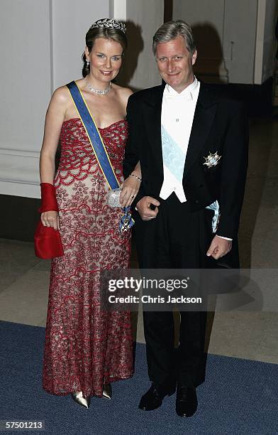 Prince Philippe of Belgium and Princess Mathilde of Belgium arrive for the Gala Dinner at Royal Palace to celebrate King Carl XVI Gustaf of Swedens...