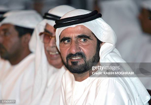 Dubai, UNITED ARAB EMIRATES: Emirati Prime Minister and Ruler of Dubai, Sheikh Mohammed Bin Rashid Al Maktoum , attends the launching of the Bawadi...