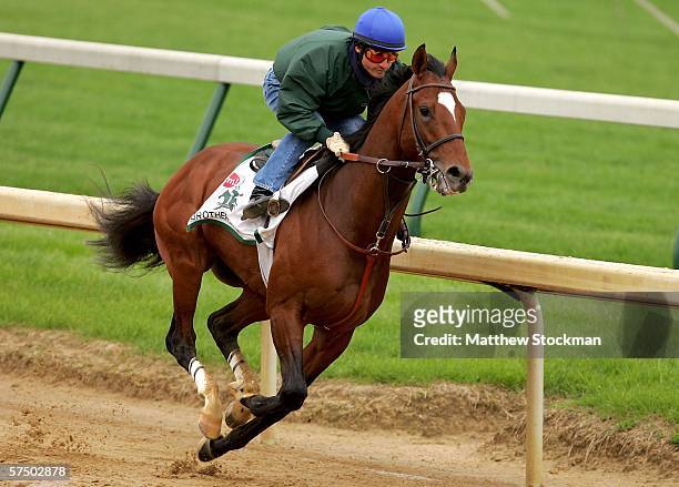 Alex Solis rides Brother Derek during morning workouts in preparation for the 132nd Kentucky Derby May 1, 2006 at Churchill Downs in Louisville,...