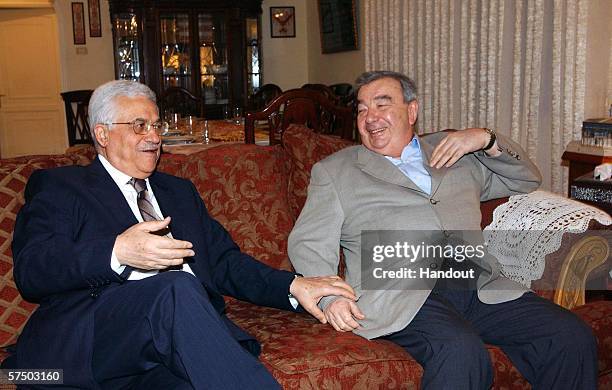 In this handout photo provided by the Palestinian Press Office , Former Prime Minister of Russia Yevgeny Primakov meets with Palestinian President...