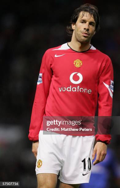 Ruud van Nistelrooy of Manchester United looks disappointed after a missed chance during the Barclays Premiership match between Manchester United and...