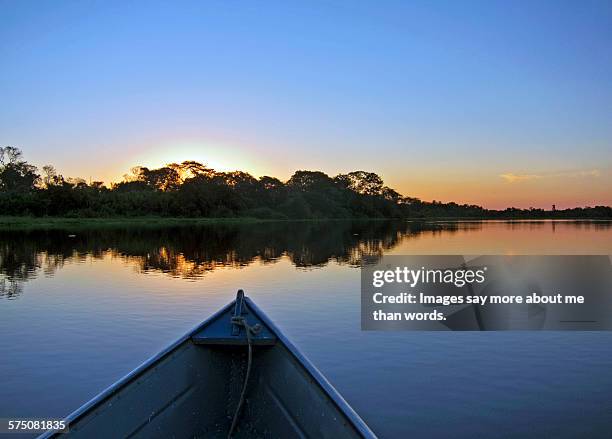 boat, lagoon and sunset - état du mato grosso do sul photos et images de collection