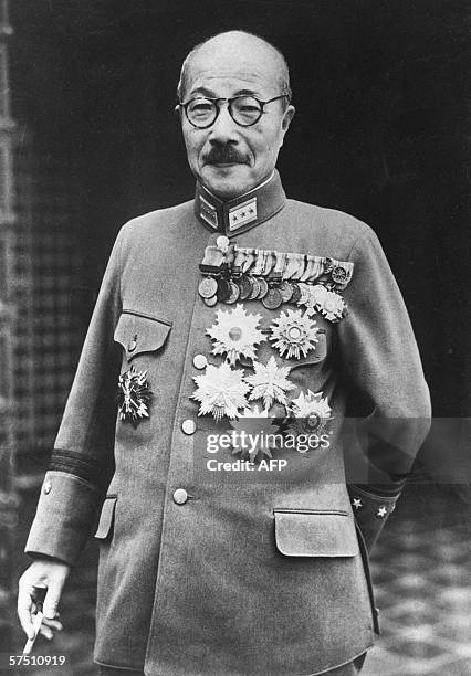 This 1940's file picture shows Japanese general and former prime minister Hideki Tojo, judged to be a class-A war criminal at the Tokyo Tribunal of...