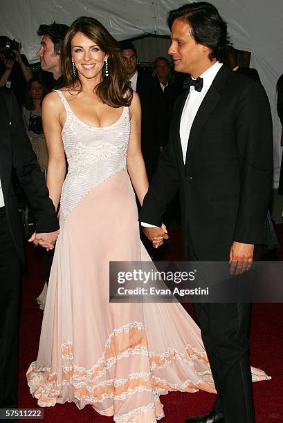 Actress Elizabeth Hurley and partner Arun Nayar at the Metropolitan Museum of Art Costume Institute Benefit Gala "AngloMania: Tradition and...