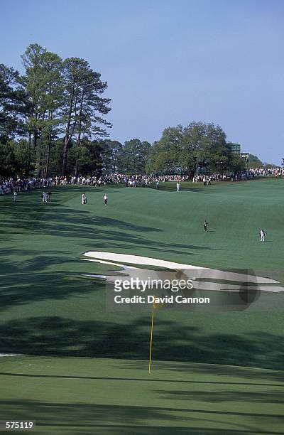 General view of the 10th hole during The Masters Tournament at the Augusta National Golf Club in Augusta, Georgia. NOTE TO USER: It is expressly...