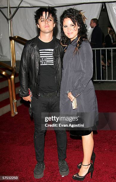 Musician Billie Joe Armstrong of Green Day and wife Adrienne leave the Metropolitan Museum of Art Costume Institute Benefit Gala "AngloMania:...